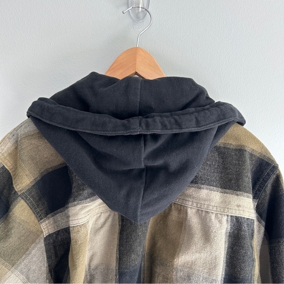 Brazos Work Force Green Plaid Puffer Snap Front Work Coat Large - Picture 3 of 7